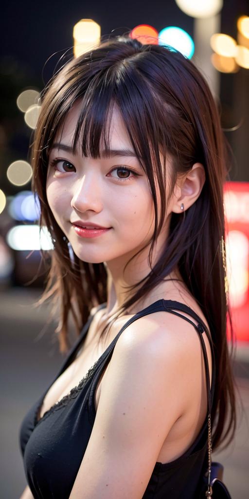 08068-2793198115-1girl, Tokyo street,night, cityscape,city lights,upper body,close-up,smile,, (8k, RAW photo, best quality, masterpiece_1.2),(rea.png